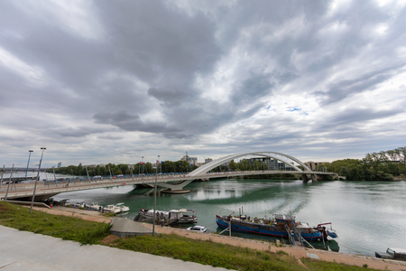 Lyon, France - Raymond Barre bridgeのeditorial素材