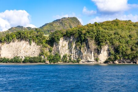 Saint Lucia, West Indies - Cliffs on the southwestern coastの写真素材