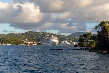 Saint Lucia, West Indies - Cruise ships in Castriesの写真素材