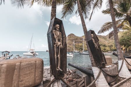 Wallilabou bay, Saint Vincent, Saint Vincent and the Grenadines - Skeletons in coffinsの写真素材