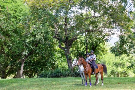 08 JAN 2020 - Port of Spain, Trinidad and Tobago - Horse Policeのeditorial素材