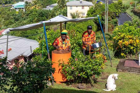 09 JAN 2020 - St George's, Grenada, West Indies - Musicians playing steel panのeditorial素材