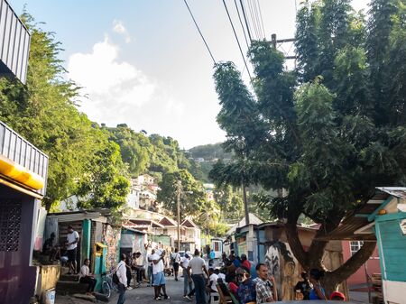 10 JAN 2020 - Kingstown, Saint Vincent and the Grenadines - Animated streetのeditorial素材