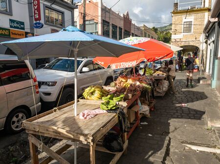 10 JAN 2020 - Kingstown, Saint Vincent and the Grenadines - Street vendors stallsのeditorial素材