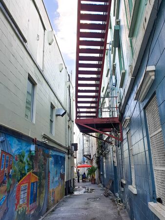07 JAN 2020 - Bridgetown, Barbados - Narrow street in bridgetownのeditorial素材
