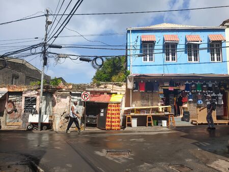 08 JAN 2020 - Port of Spain, Trinidad and Tobago - Shopping streetのeditorial素材