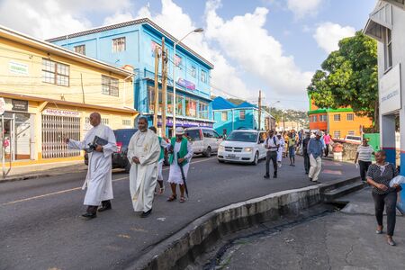 10 JAN 2020 - Kingstown, Saint Vincent and the Grenadines - Funeral Processionのeditorial素材