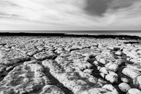 Etretat, Normandy, France - The beach at low tideの写真素材