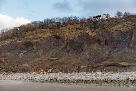Villers-sur-mer, Normandy, France - Ruin over the "Black cows" (vaches noires) cliffの写真素材