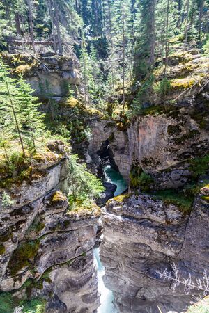 Maligne Canyon, Jasper National Park, Alberta, Canadaの写真素材