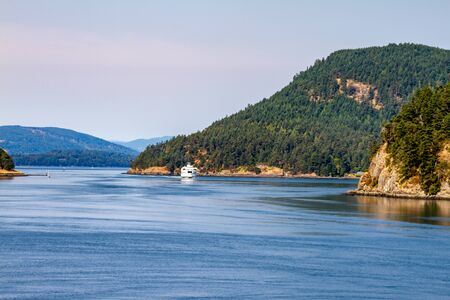 Ferry Arrival to Victoria Island, British Columbia, Canadaの写真素材