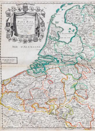 Old map of  Netherlands and Belgium - From an 1656 Atlas of Geography from P. du Val - France (Private collection)の写真素材