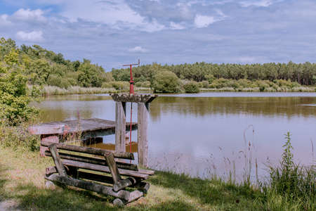 Romantic pond in the Loire Valley Countryside - near Langeais - Franceの写真素材