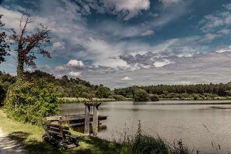 Romantic pond in the Loire Valley Countryside - near Langeais - Franceの写真素材