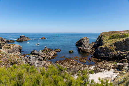 Pointe des Poulains, western coast of Belle-Ile-en-Mer, Brittany, Franceの写真素材