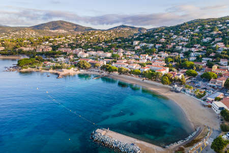 Aerial view of Les Issambres beach in French Riviera (South of France)の写真素材