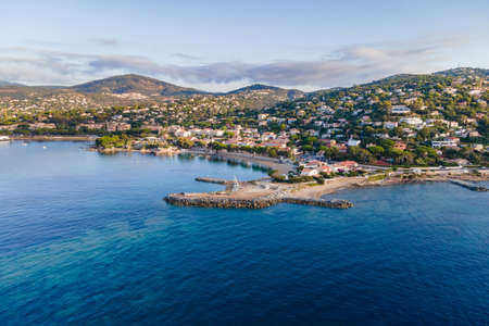 Aerial view of Les Issambres seafront in French Riviera (South of France)の写真素材