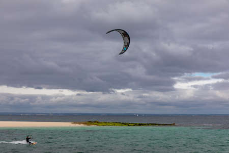 Kitesurfer in Glenan Islands, Finistere, Brittany, Franceのeditorial素材
