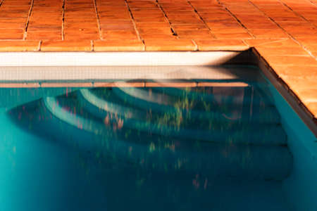 Swimming-pool at nightの写真素材