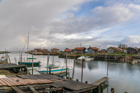 Larros Harbor in Arcachon Bay - Gujan-Mestras, Aquitaine, Franceの写真素材
