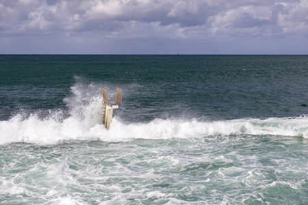 Storm on the salted swimming-pool - Saint-Quay-Portrieux Brittany, Franceの写真素材