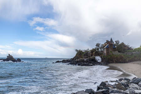 Waves in Saint-Quay-Portrieux, Cotes d'Armor, Brittany, Franceの写真素材