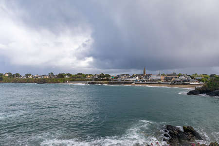 Waves in Saint-Quay-Portrieux, Cotes d'Armor, Brittany, Franceの写真素材