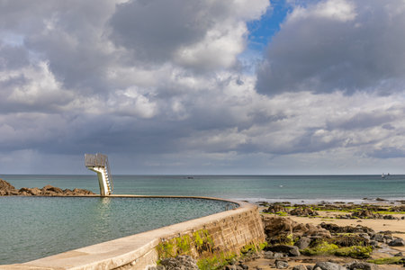Sea pool of Saint-Quay-Portrieux, Cotes d'Armor, Brittany, Franceの写真素材