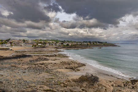 Seafront of Saint-Quay-Portrieux, Cotes d'Armor, Brittany, Franceの写真素材