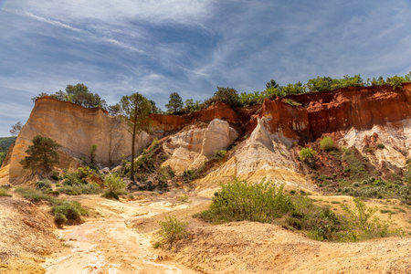 The Colorado Provencal: Ocher quarry in Lustrel, Luberon, Provence, south of Franceの写真素材