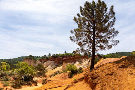Colorado Provencal: Ocher quarry in Lustrel, Luberon, Provence, south of Franceの写真素材