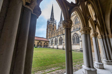 Cloister of Bayonne cathedral, PyrÃ©nÃ©es-Atlantiques, Basque Country, Franceの写真素材