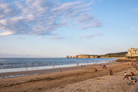 Hendaye beach, PyrÃ©nÃ©es-Atlantiques, Basque Country, Franceの写真素材