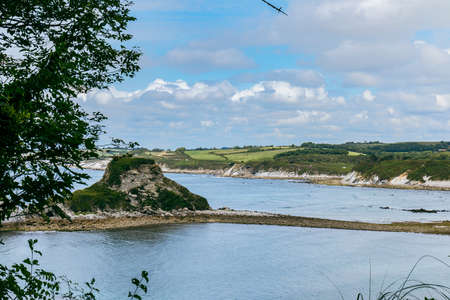 The Basque corniche in Hendaye near Les Deux Jumeaux (The Two Twins), PyrÃ©nÃ©es-Atlantiques, Franceの写真素材