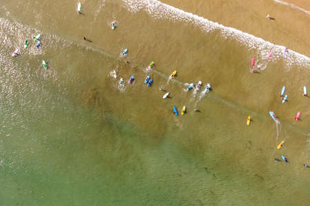 Surf Beginners in Hendaye, Basque Country, Franceの写真素材