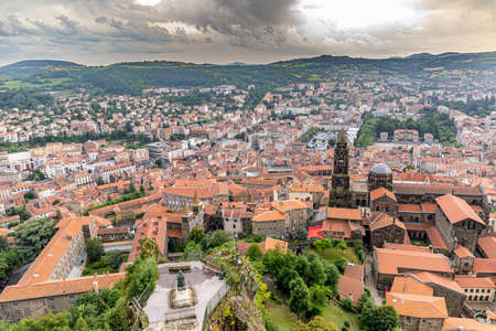 Le Puy-en-Velay, Haute-Loire, Auvergne, Massif Central, France: The Cathedral and the cityの写真素材