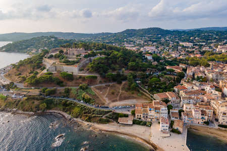 Aerial view of Saint-Tropez citadelle in French Riviera (South of France)のeditorial素材