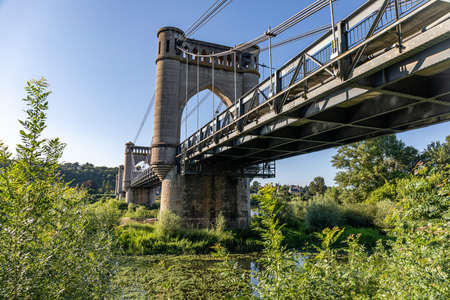 Langeais bridge over Loire River, Loire Valley, Franceのeditorial素材