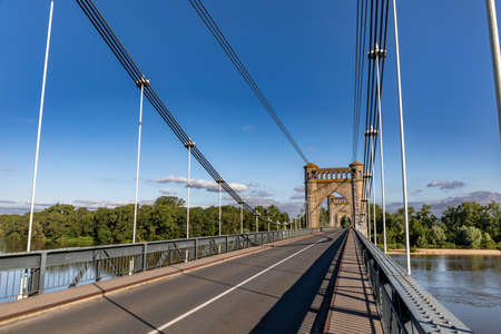 Langeais bridge over Loire River, Loire Valley, Franceのeditorial素材