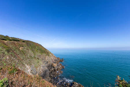 Coastline path of Saint-Quay Portrieux, Brittany, Franceの写真素材