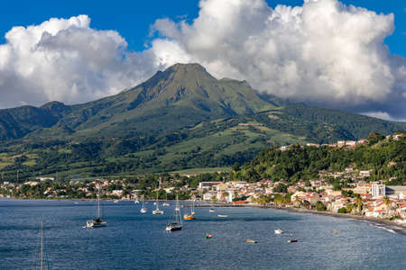 Saint-Pierre and Mount Pelee, Martinique, French Antillesの写真素材