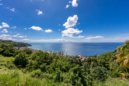 Saint-Pierre, Martinique, FWI - View to the city from the topの写真素材