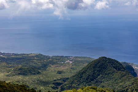 Hike to the top of Mount Pelee, Martinique, French Antillesの写真素材