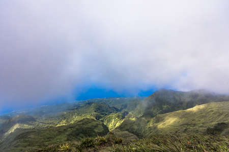 Hike to the top of Mount Pelee, Martinique, French Antillesの写真素材