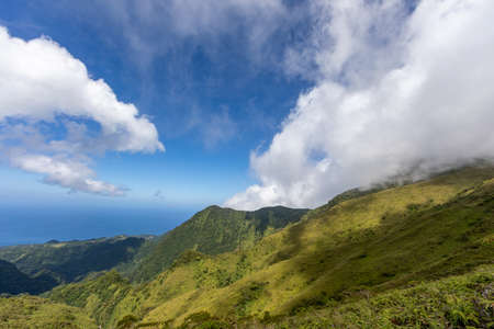 Hike to the top of Mount Pelee, Martinique, French Antillesの写真素材