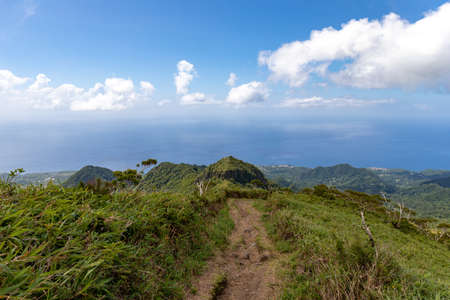 Hike to the top of Mount Pelee, Martinique, French Antillesの写真素材