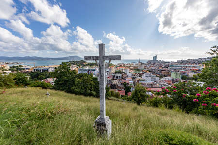 View from the Calvary Chapel, Fort-de-France, Martinique, French Antillesの写真素材