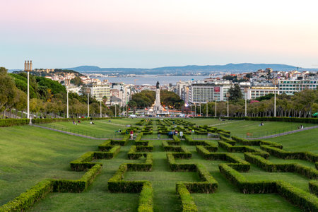 Observation Deck Park Eduardo VII, Lisbon, Portugalの写真素材