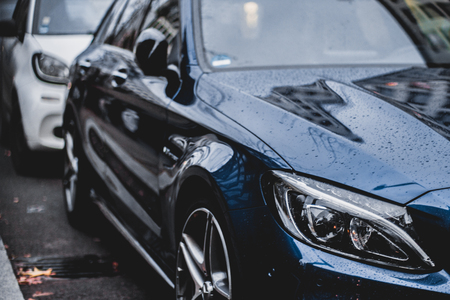 sportscar in the rain