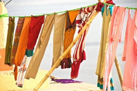 Colorful washing lineの写真素材